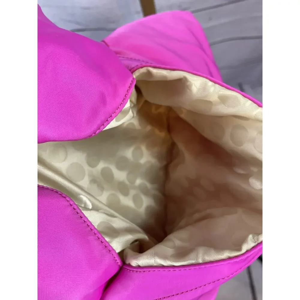 Kate Spade New York Hot Pink Nylon Tote Bag Bow Accent Shoulder Purse - Picture 10 of 13